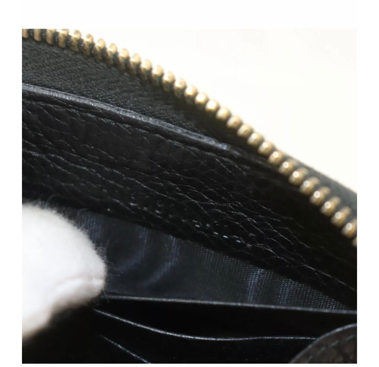 GUCCI  Zippy Wallet Black Leather GG Logo  2