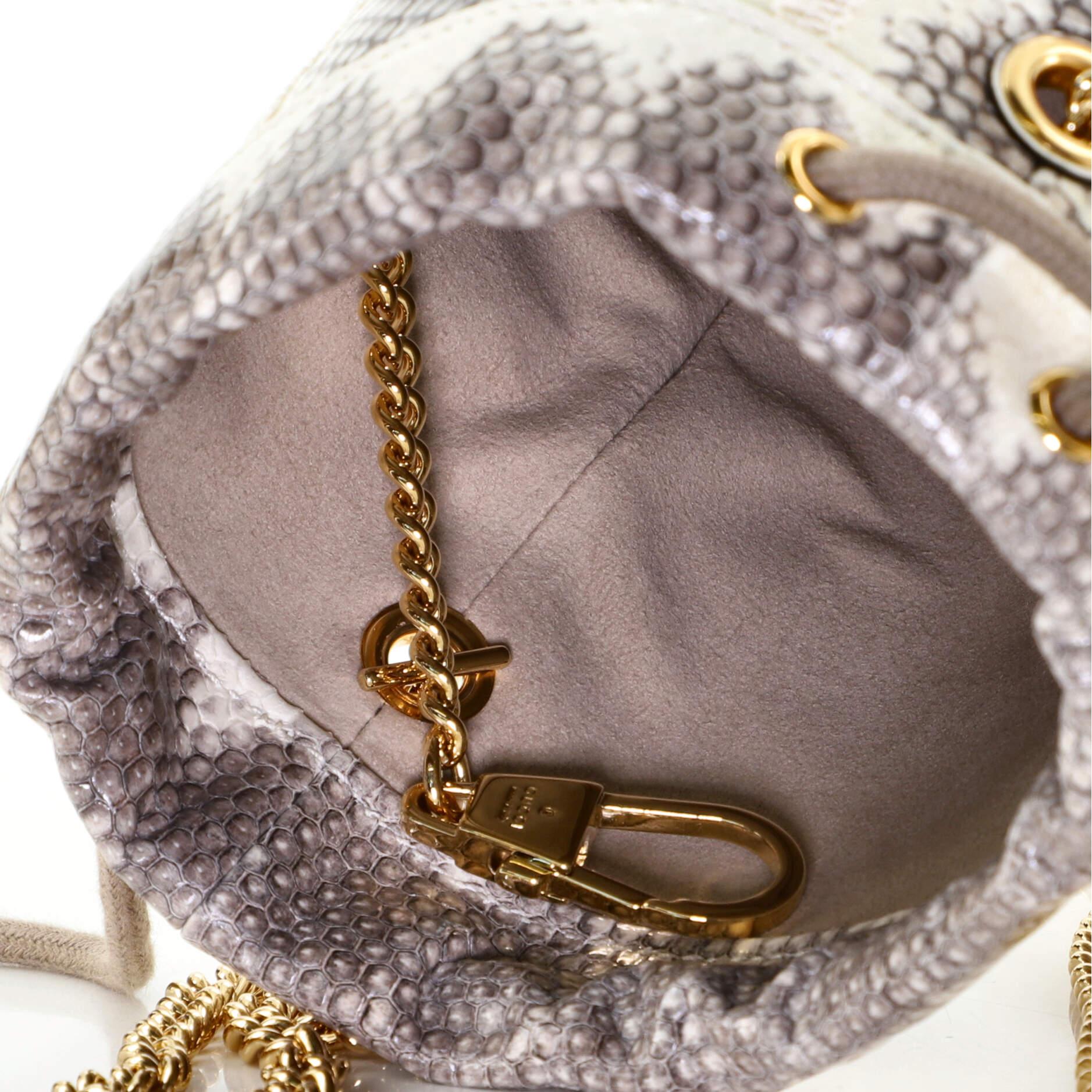Gucci Zumi Bucket Bag Snakeskin Effect Leather Mini In Good Condition In NY, NY
