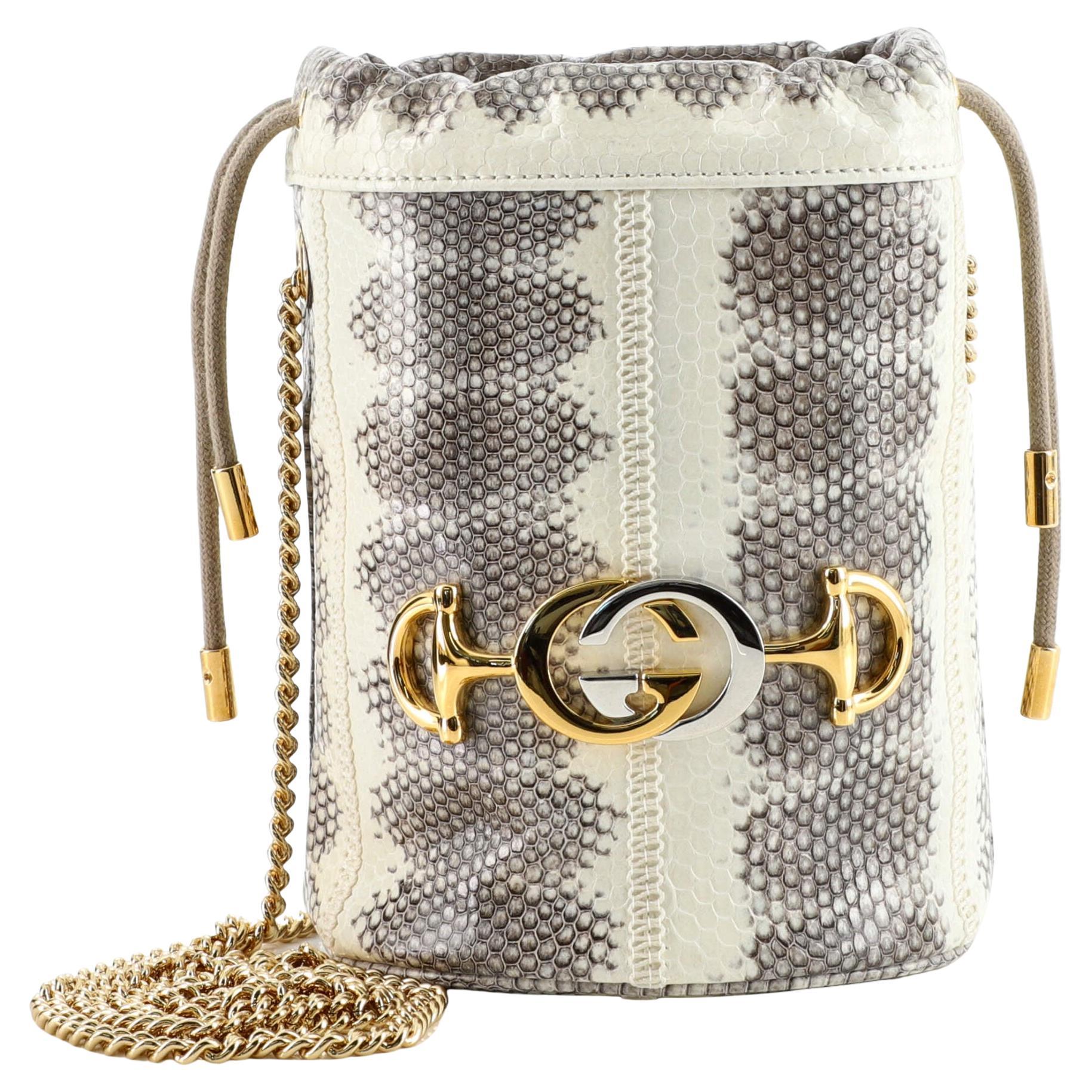 Gucci Zumi Bucket Bag Snakeskin Effect Leather Mini