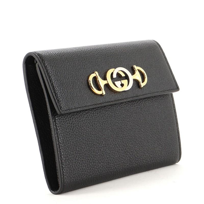 Black Gucci Zumi Flap Clutch Leather