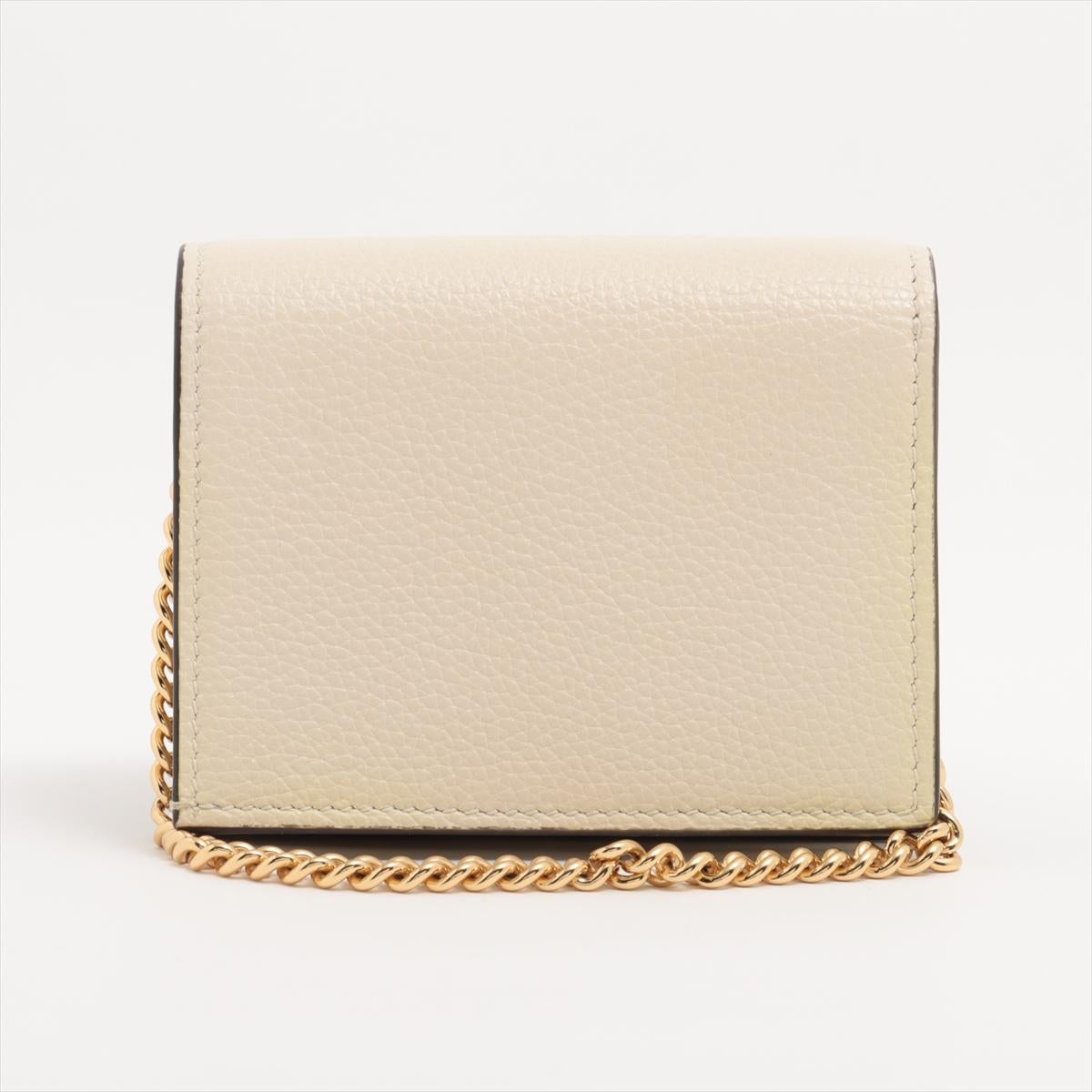 Beige Gucci Zumi Leather Chain Wallet Ivory For Sale