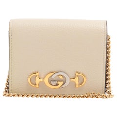 Gucci Zumi Leather Chain Wallet Ivory