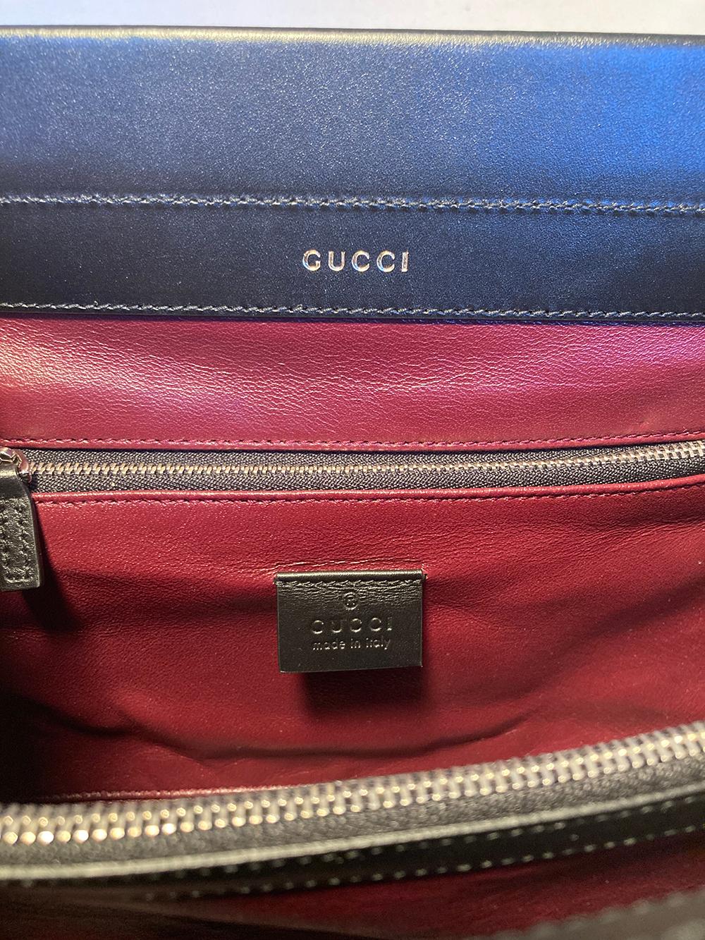 Gucci Zumi Shibuya Schwarze und braune Medium Henkeltasche mit Griff oben im Angebot 5