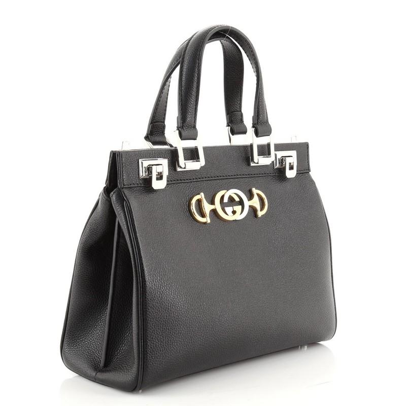 Black Gucci Zumi Top Handle Bag Leather Small