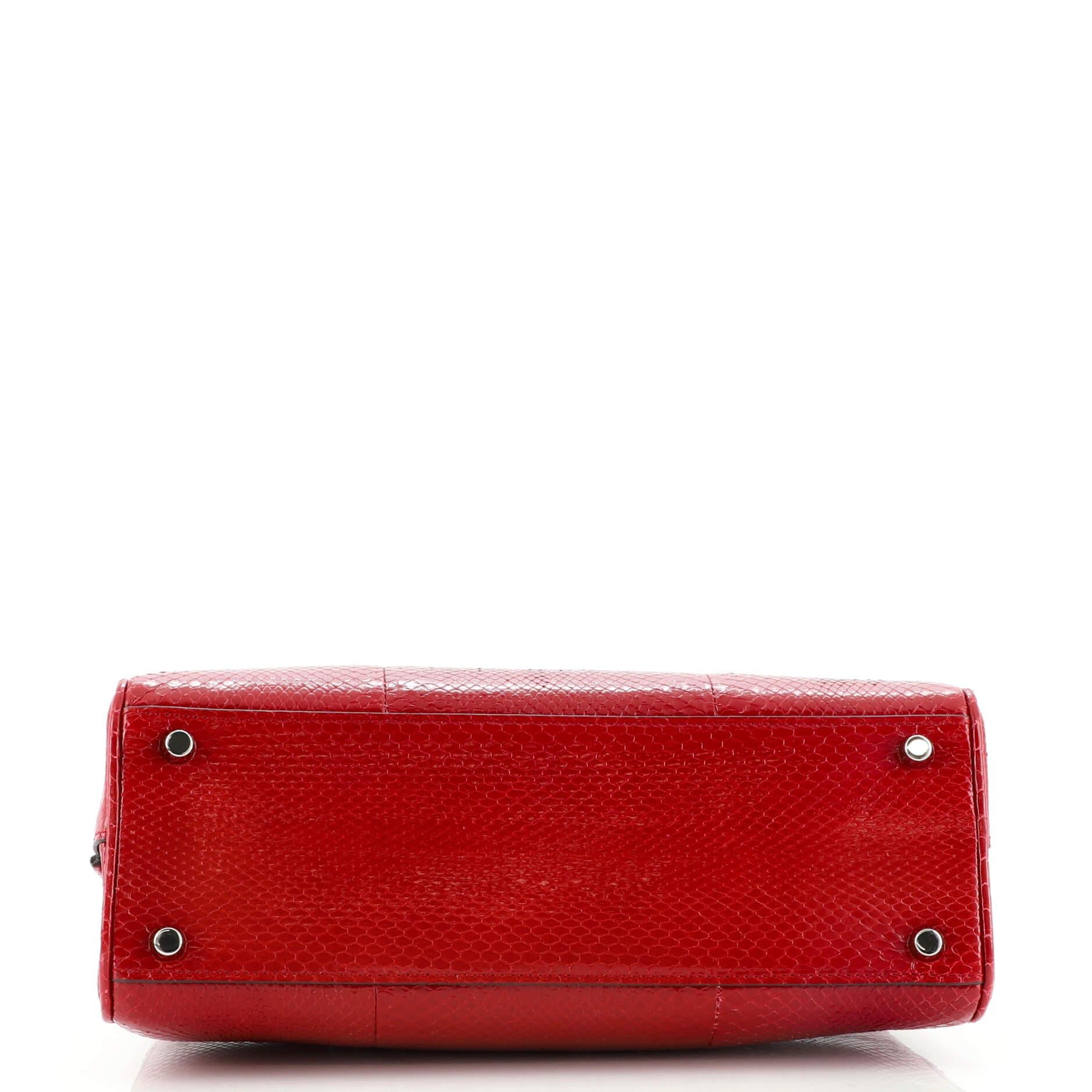 Red Gucci Zumi Top Handle Bag Python Small