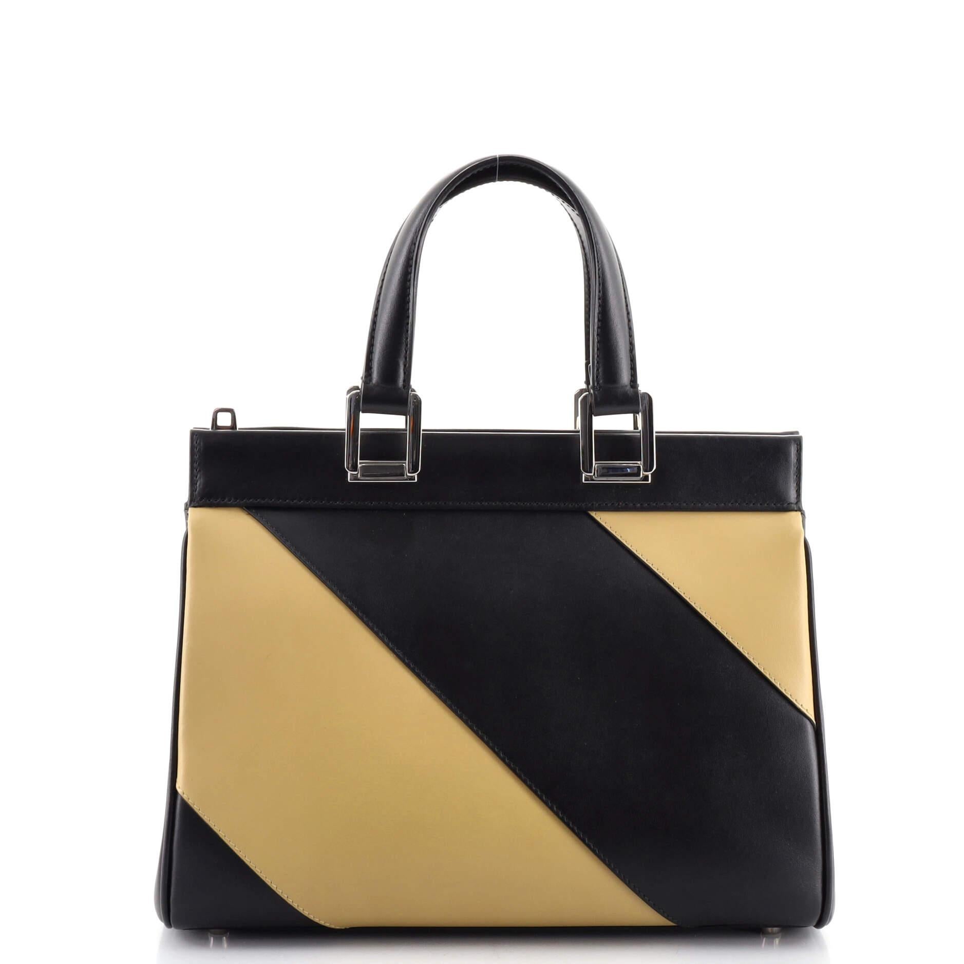 Black Gucci Zumi Top Handle Bag Striped Leather Small