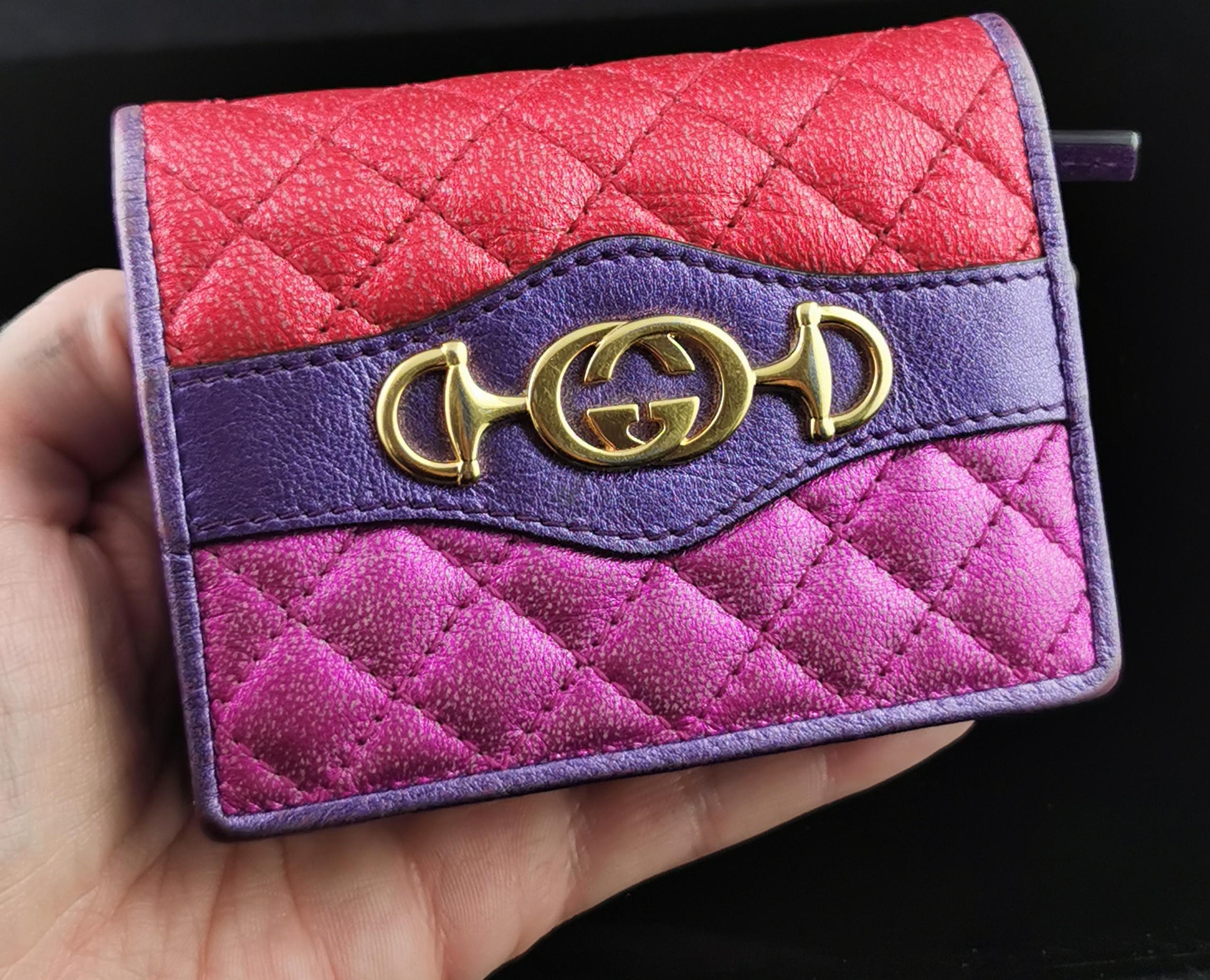 Gucci Zumi Trapuntata Card Case Wallet, multicoloured leather, boxed 11
