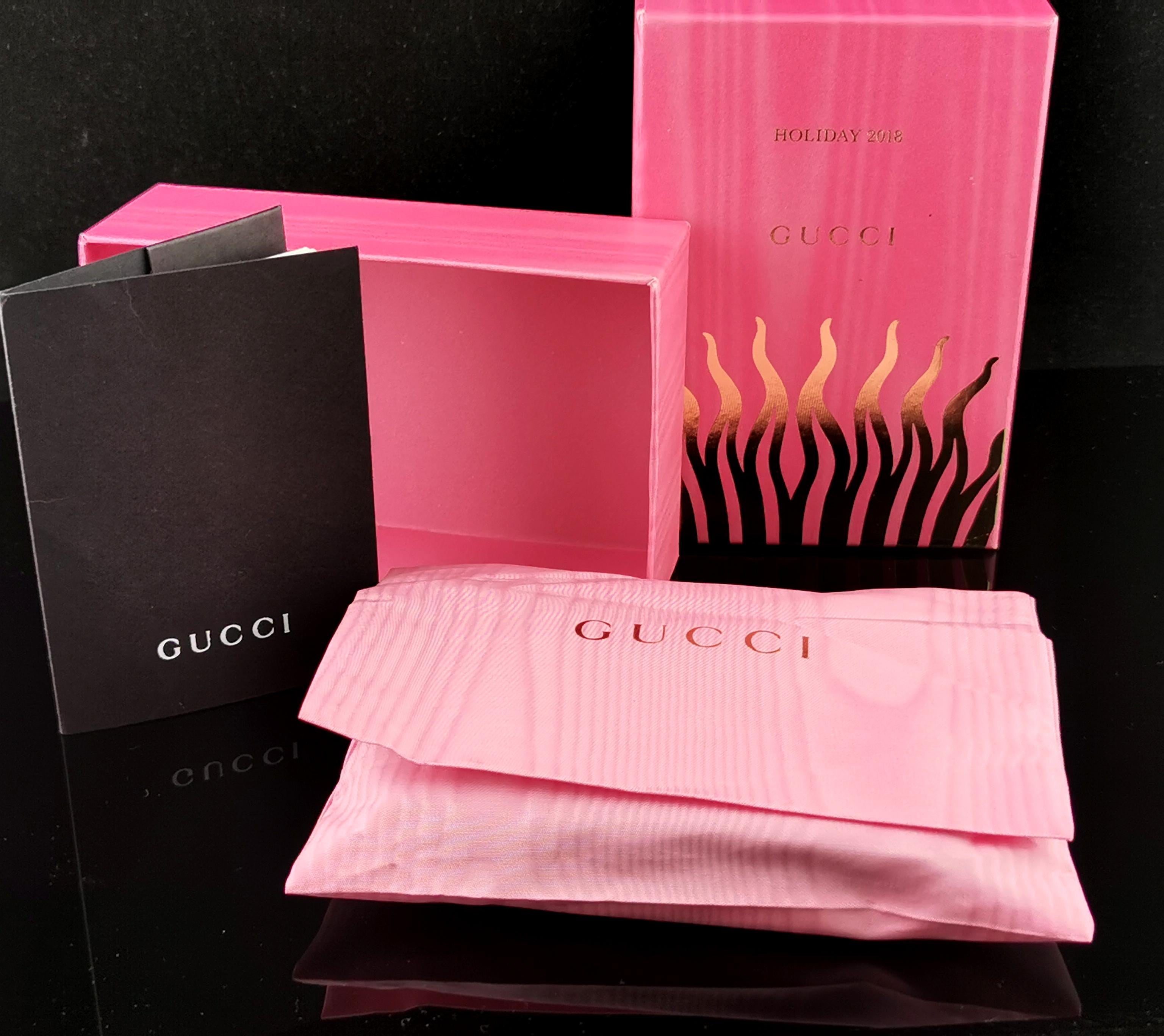 Pink Gucci Zumi Trapuntata Card Case Wallet, multicoloured leather, boxed