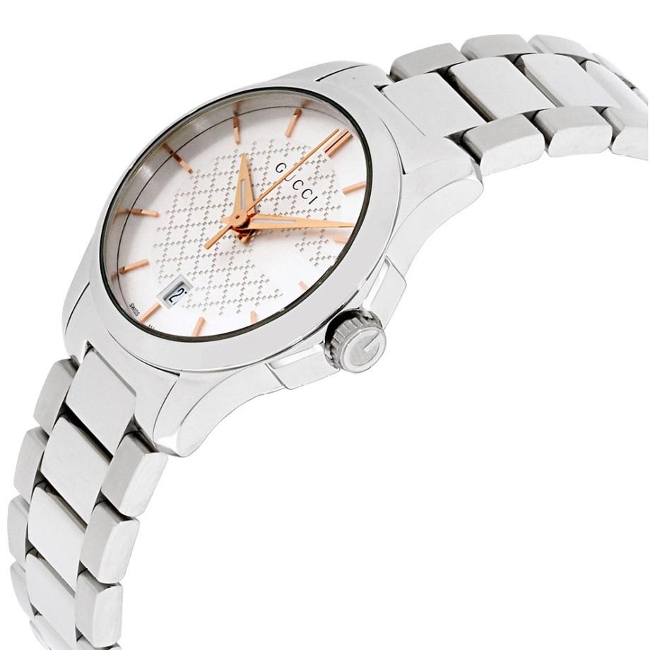 Women's or Men's GUCCIG-Timeless Silver Dial Stainless Steel Ladies Watch YA126523