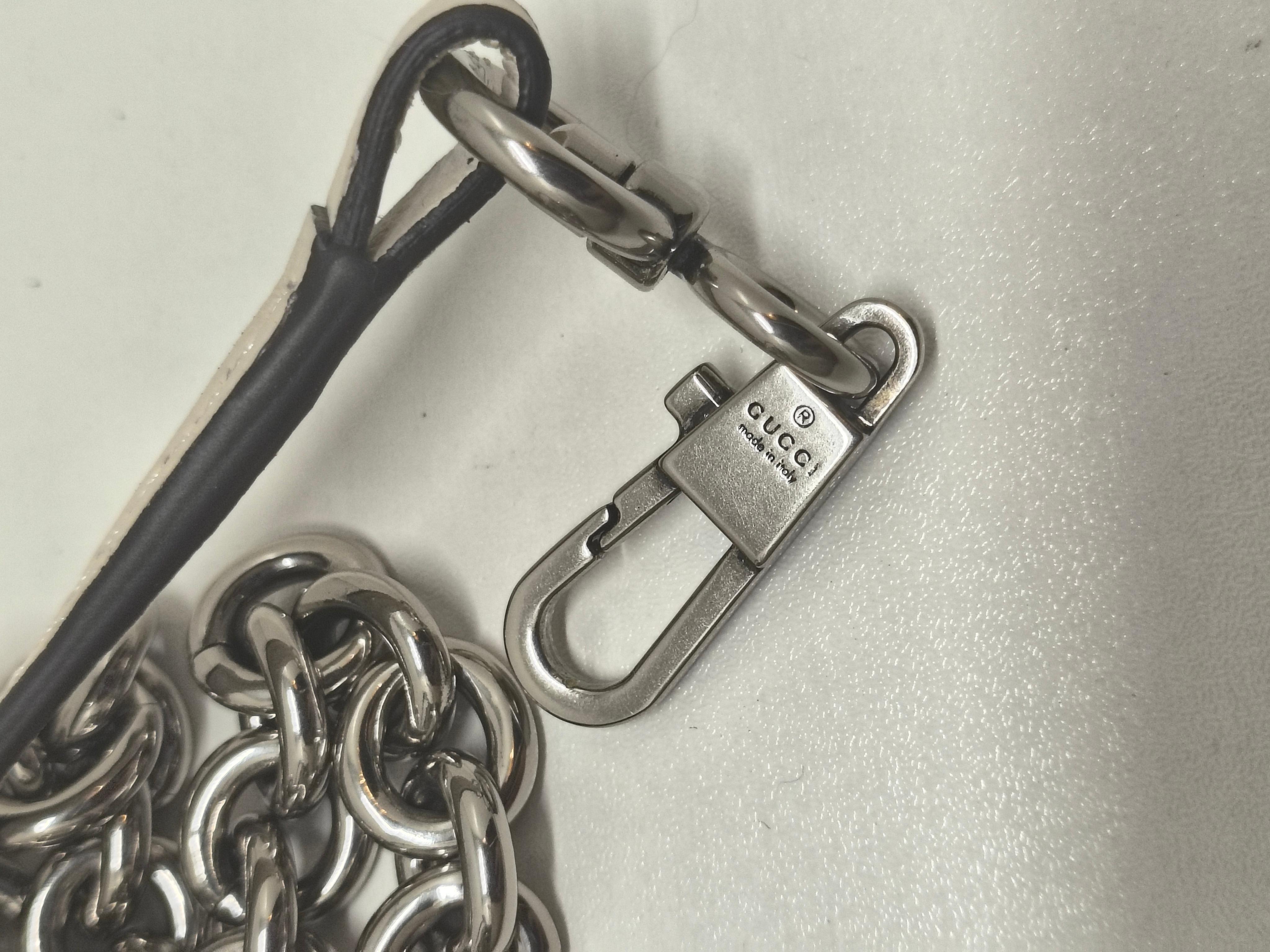 GucciNappa Vertical Matelasse Small Maxi Horsebit Chain Shoulder Bag Great White en vente 1