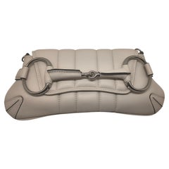 GucciNappa Vertical Matelasse Small Maxi Horsebit Chain Shoulder Bag Great White