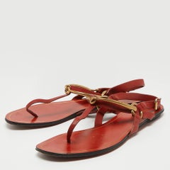 GucciRed Leather Thong Sligback Sandals Size 37.5