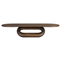 Gudi Charcoal Polished Solid Oak Leg, Charcoal Polished Solid Oak Table Top Oval