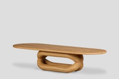 Gudi Solid Oak Leg, Natural Solid Oak Table with Oval Center Table