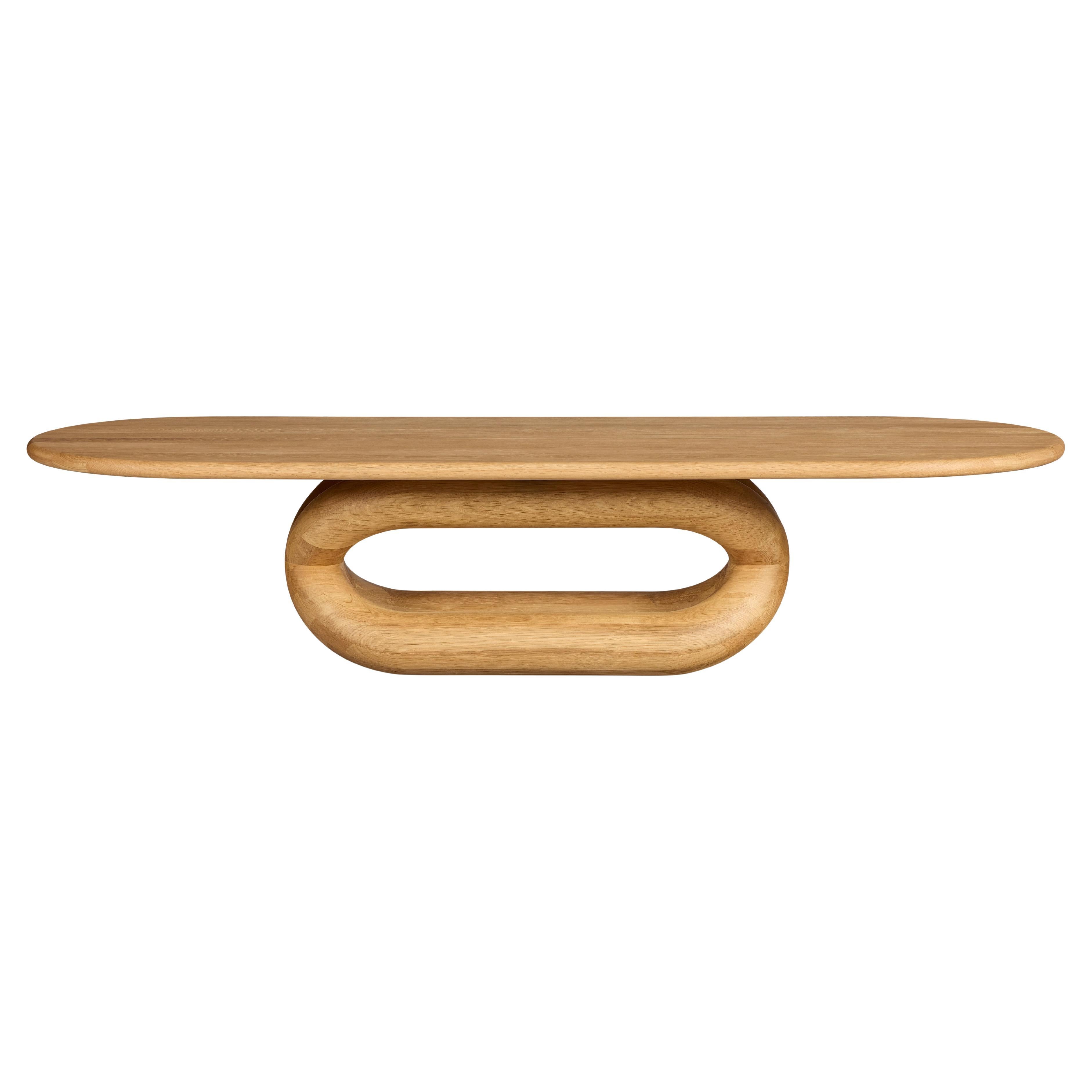 Gudi Solid Oak Leg, Natural Solid Oak Table with Oval Center Table