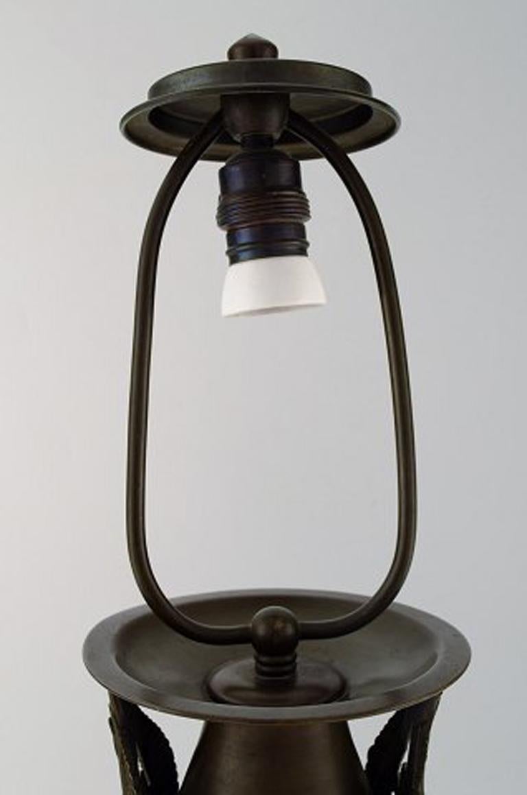 Gudmund Hentze '1875-1948', Danish Sculptor and Painter, Bronze Table Lamp 2