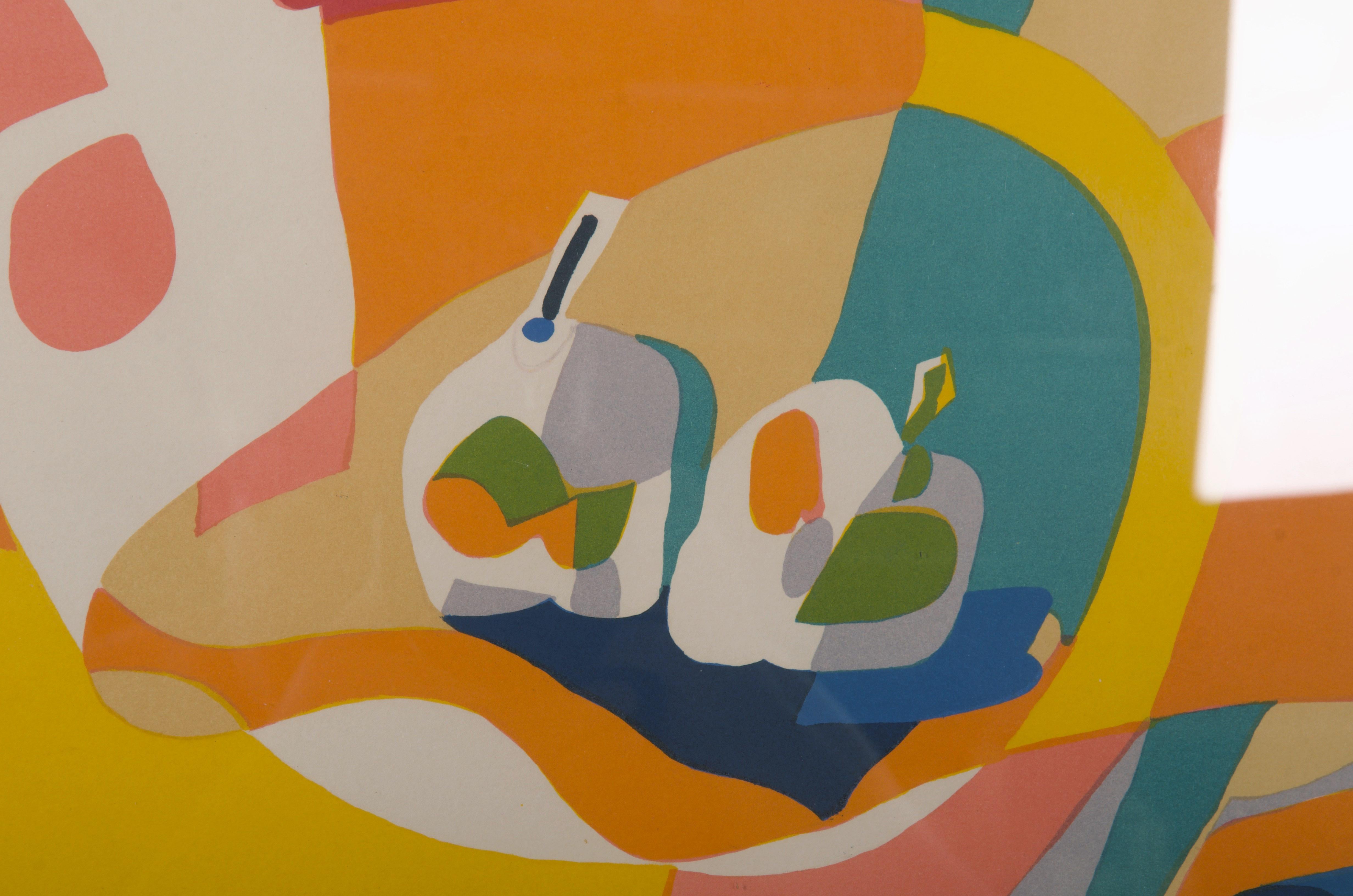 Paper Gudmund Olsen Composition Color Lithograph For Sale