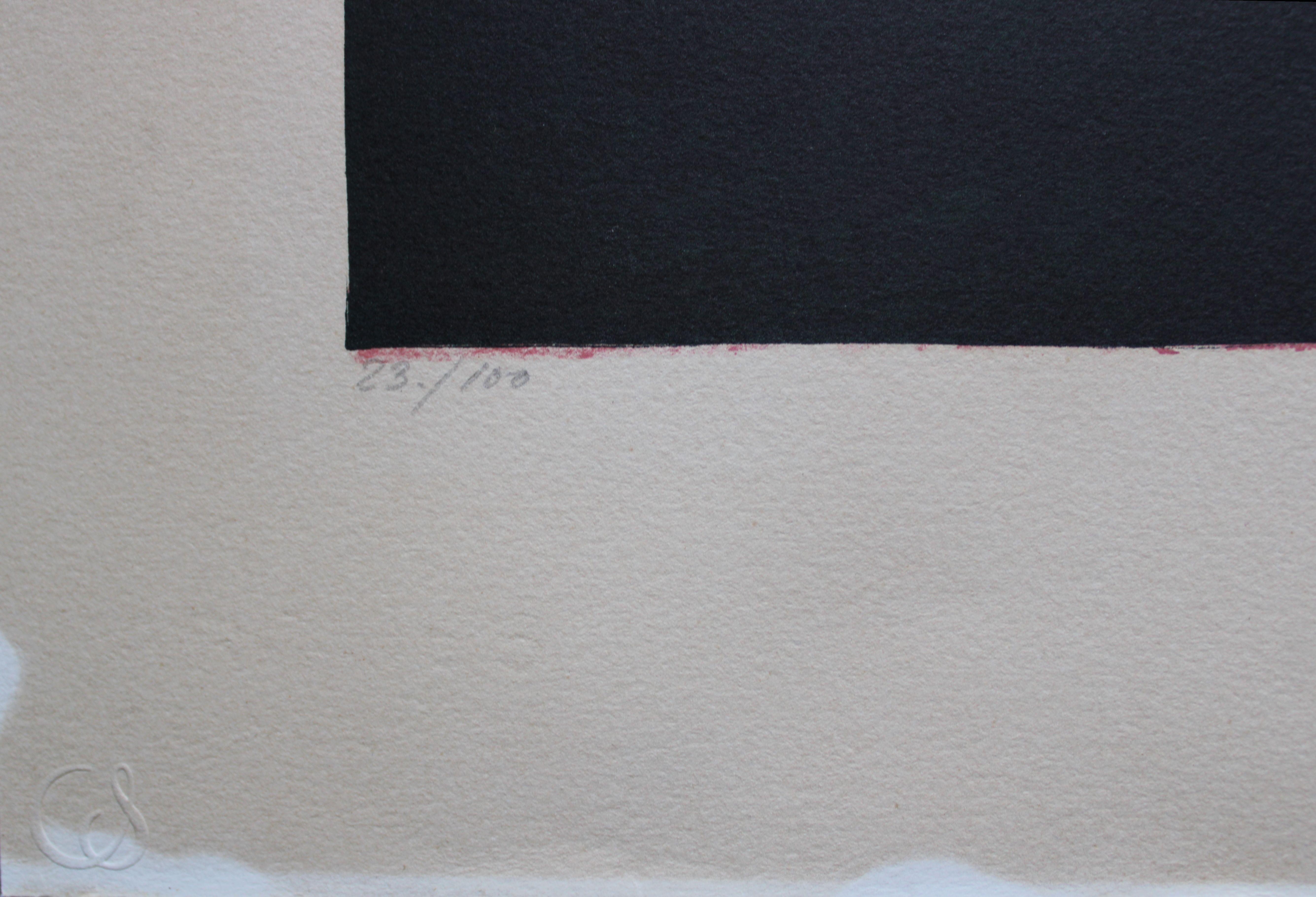 23/100, 1974. Papier, Lithographie, 43x65 cm, Papier (Abstrakt), Print, von Gudmund Olsen