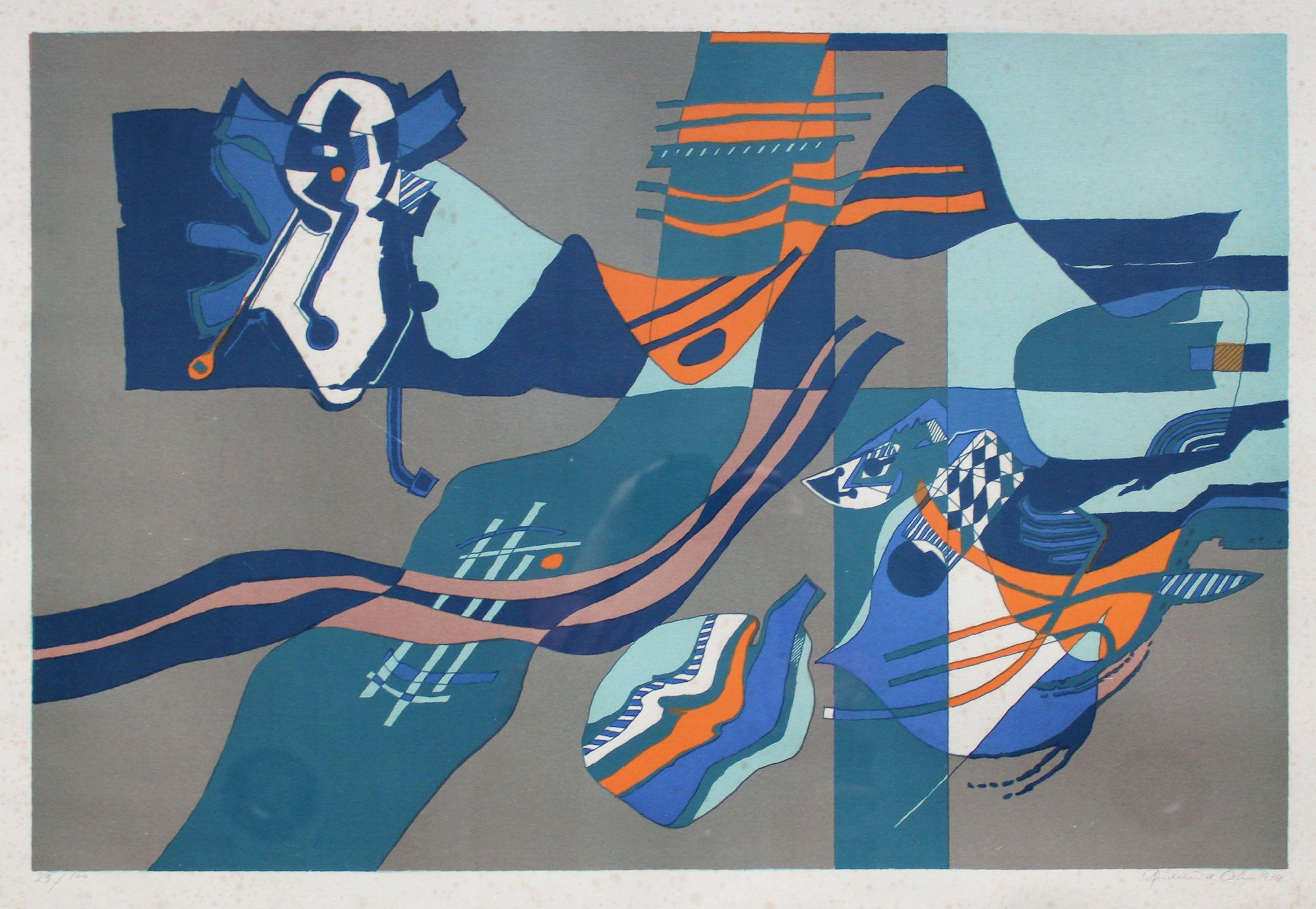 Gudmund Olsen Interior Print - 23/100, 1974. Paper, lithograph, 43x65 cm