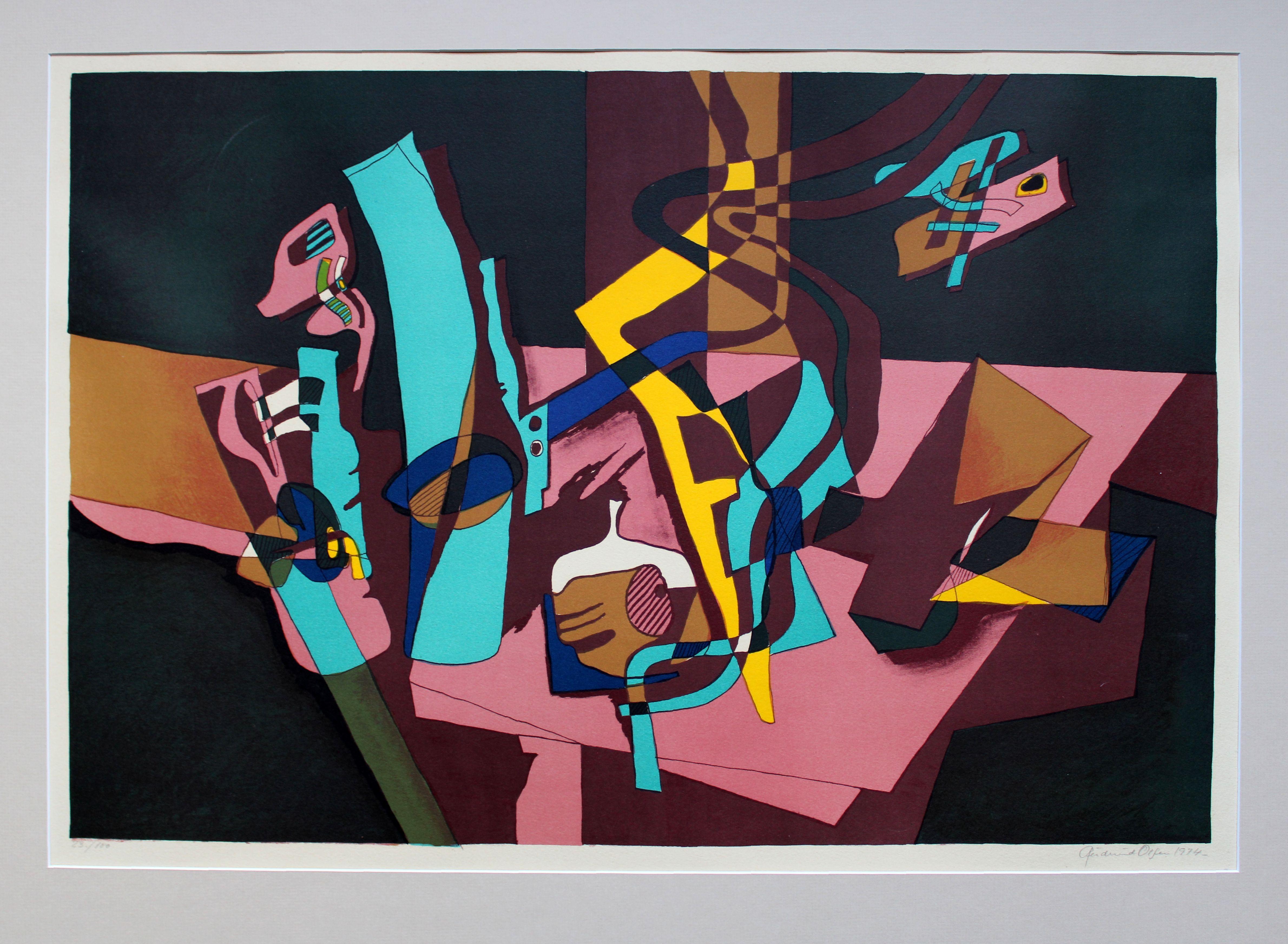 Interior Print de Gudmund Olsen - 23/100, 1974. Papel, litografía, 43x65 cm