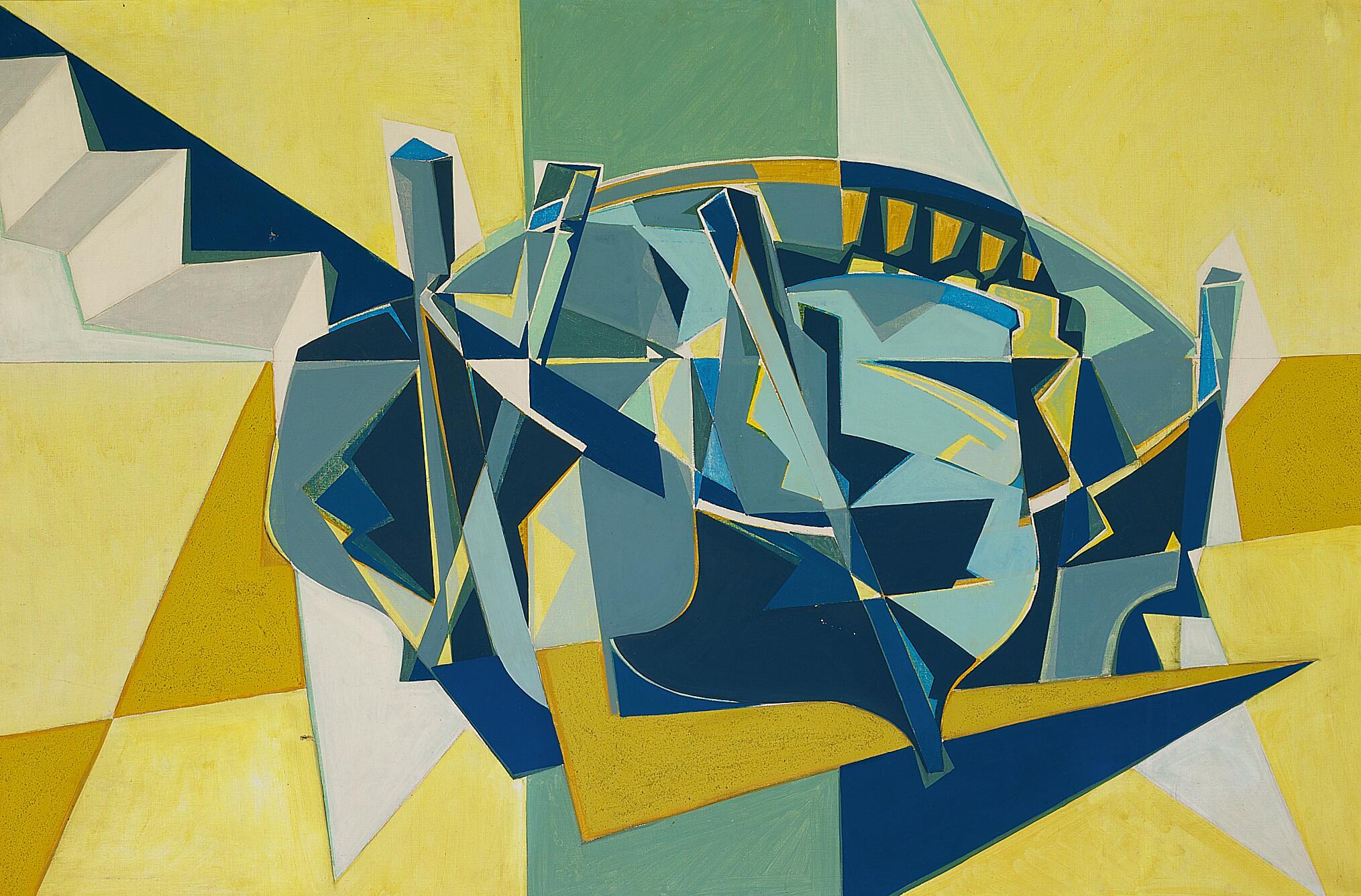 Scandinavian Modern Gudmund Olsen: “Trois Bateaux”. 1952. Oil on canvas. 97x146cm For Sale