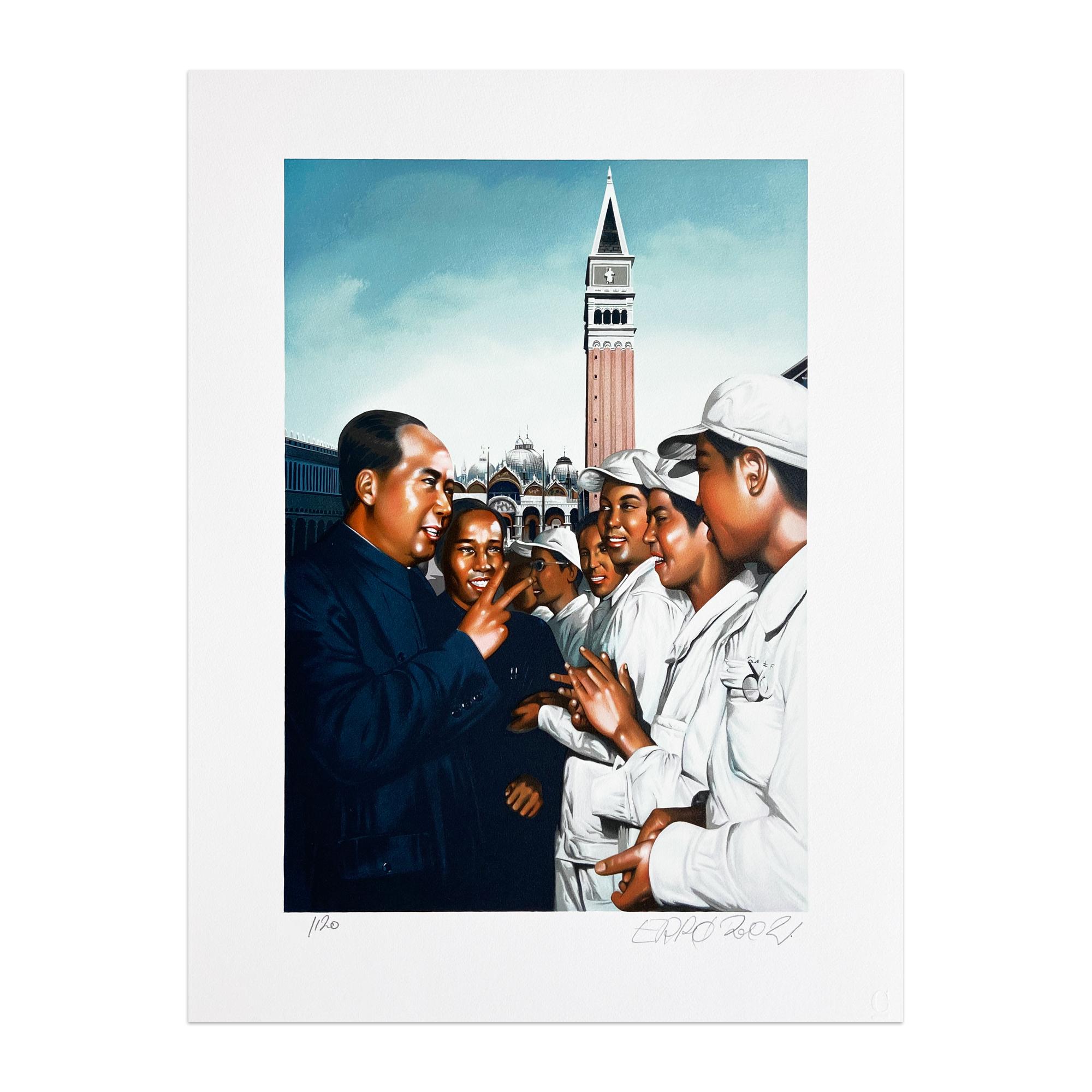 Erró, L’ultima visita di Mao a Venezia - Portfolio of 12 Signed Prints, Pop Art For Sale 8