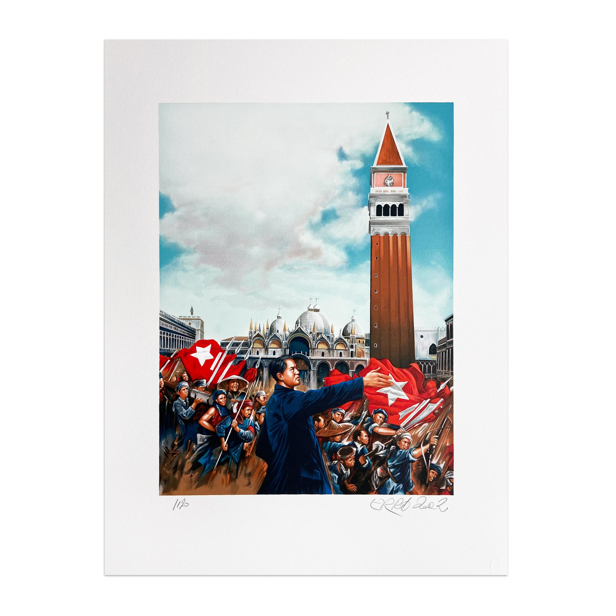 Erró, L’ultima visita di Mao a Venezia - Portfolio of 12 Signed Prints, Pop Art For Sale 9