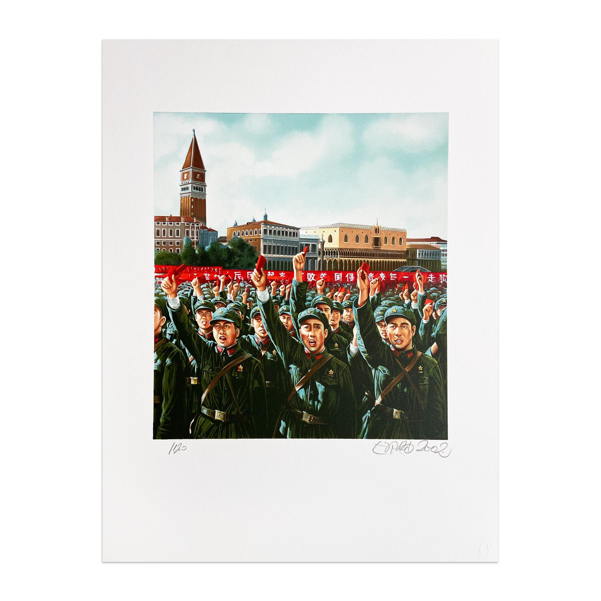 Erró, L'ultima visita di Mao a Venezia - Portfolio mit 12 signierten Drucken, Pop Art (Grau), Interior Print, von Gudmundur Erro