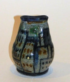 Jarrón de cerámica Gudrun Baudisch Design, hacia 1920, Paisaje urbano