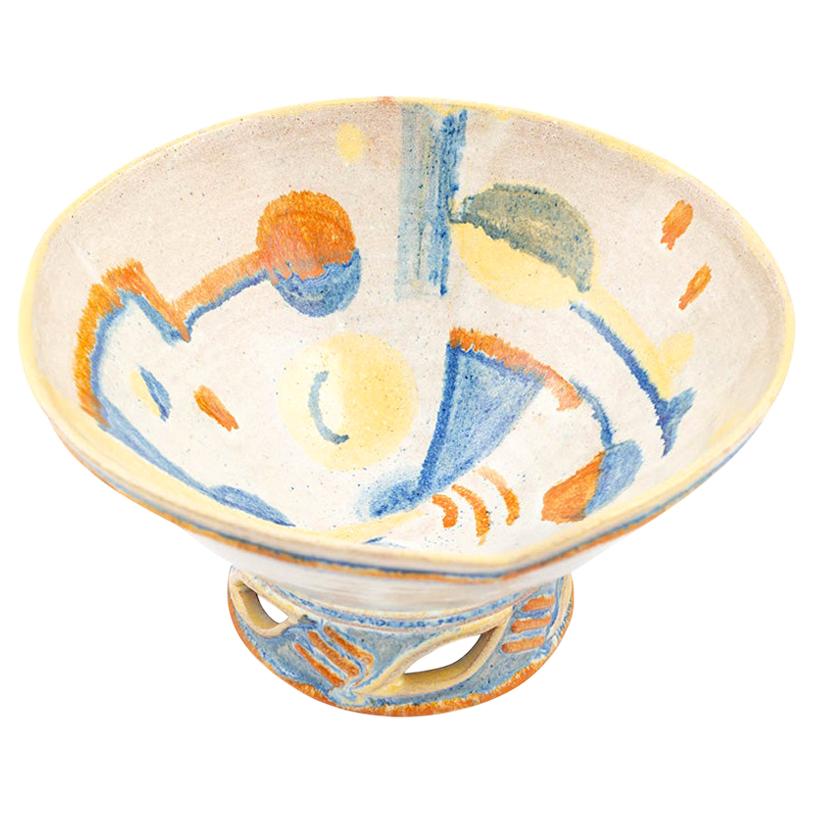 Gudrun Baudisch Expressive Ceramic Bowl Wiener Werkstatte, circa 1927 Marked
