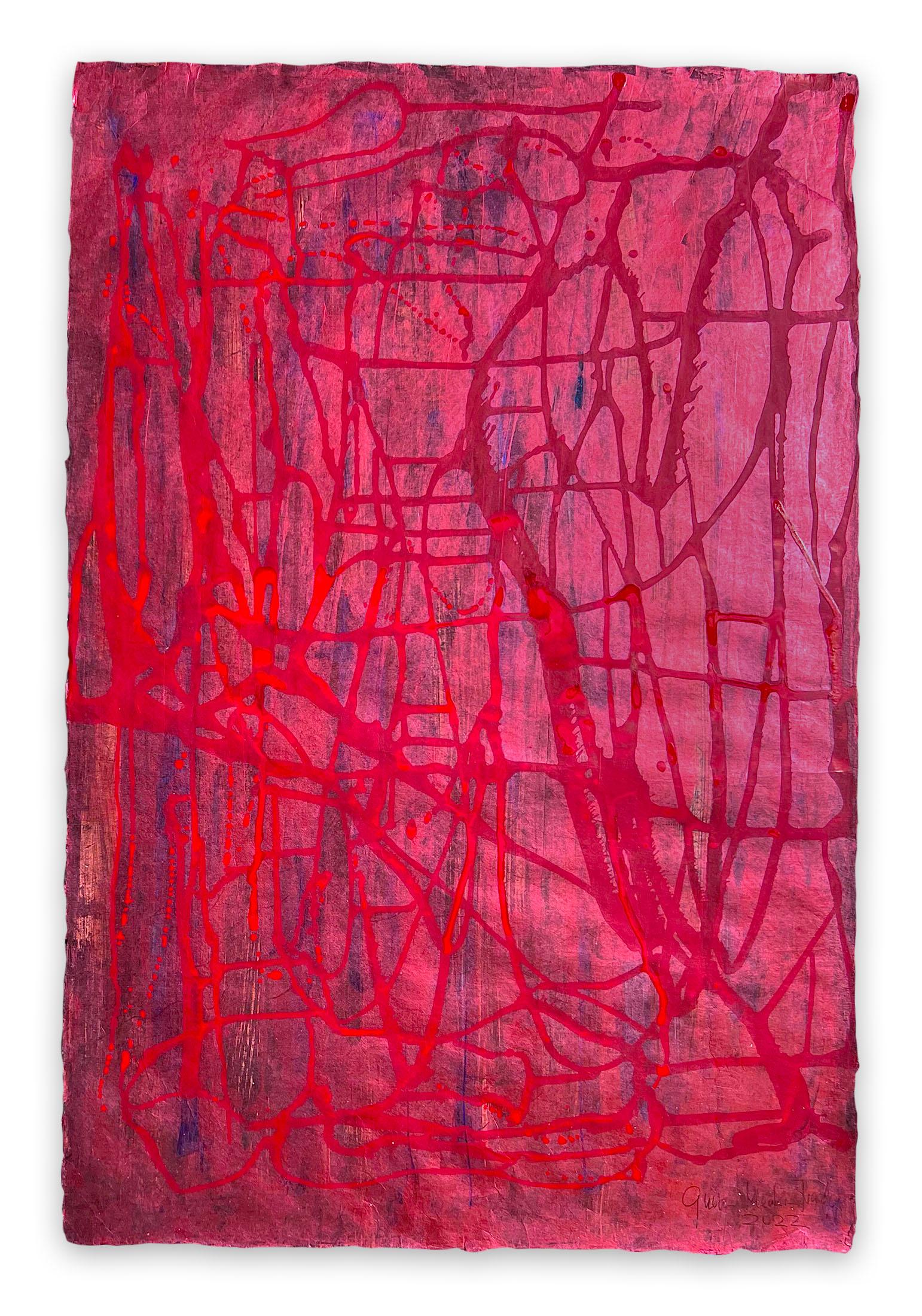 Abstract Painting di Gudrun Mertes-Frady - Fuoco e ghiaccio (Pittura astratta)