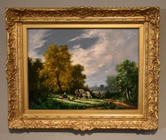 Peinture à l'huile de Gudrun Sibbons "Picnic In The Country" (Pique-nique à la campagne)