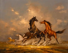 Gudrun Sibbons (1929-2020) - 20th Century Oil, Wild Stallions