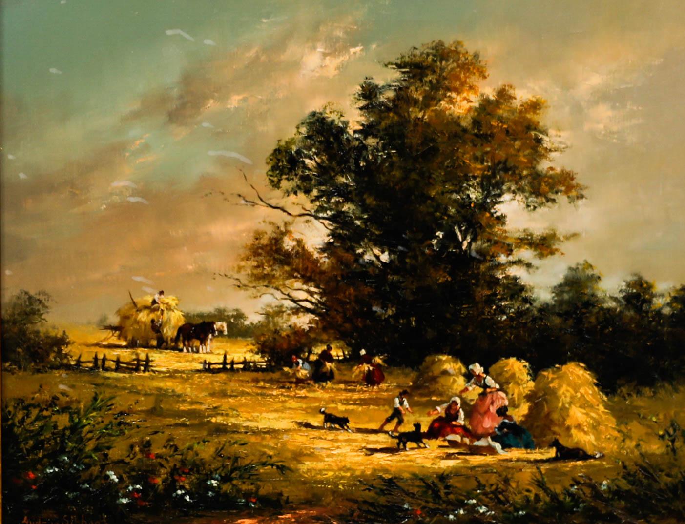 Gudrun Sibbons (b.1925) - Mid 20th Century Oil, Haymaking 1