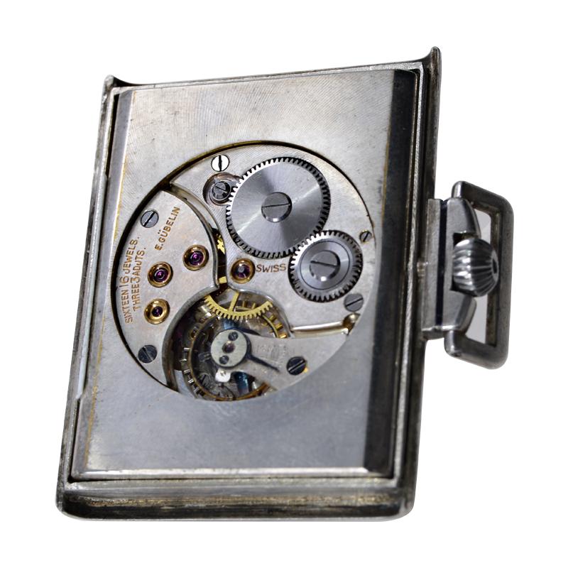 Guebelin Art-Déco-Handuhr aus Sterling und Emaille, ca. 1920er Jahre 3
