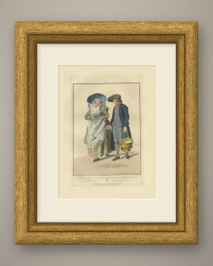 Guelders Farmer and Wife from Milking, Dutch Costume Print, 1811