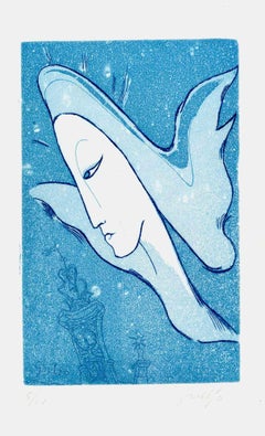 L'ange bleu - Gravure originale de Guelfo Bianchini - 1955