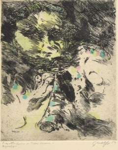 Un faune - eau-forte originale sur papier de Guelfo Bianchini - 1959