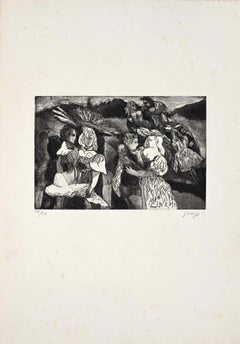 Vintage Figures 2 - Original Etching by Guelfo Bianchini - 1959