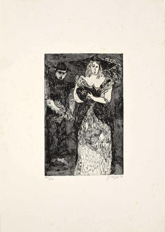 Vintage Figures 3 - Original Etching by Guelfo Bianchini - 1959