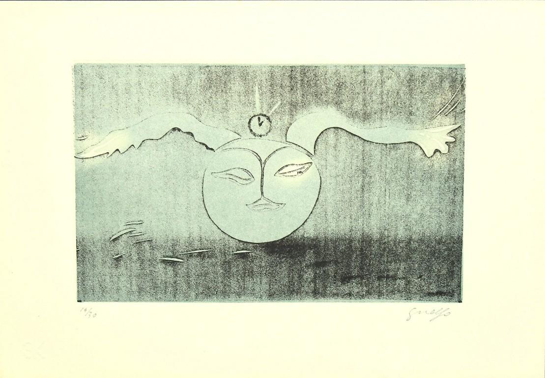 Full Moon is an original Contemporary Artwork realized in Italy by Guelfo Bianchini (Ancona, 1937) in 1978.

Original colored Etching on paper. 

Hand-signed in pencil on the lower right corner: Guelfo. Numbered on the lower left corner in pencil: