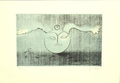 Full Moon - Original Etching on Paper by Guelfo Bianchini - 1978