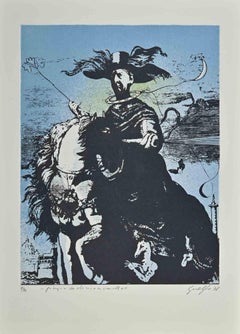 Ritratto di Giorgio De Chirico - Acquaforte di Guelfo Bianchini - 1971