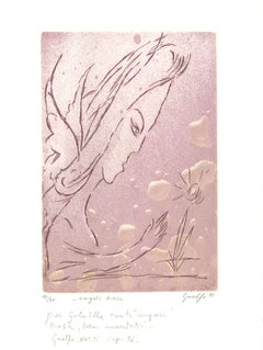 Rose Angel - Original Etching by Guelfo Bianchini - 1955