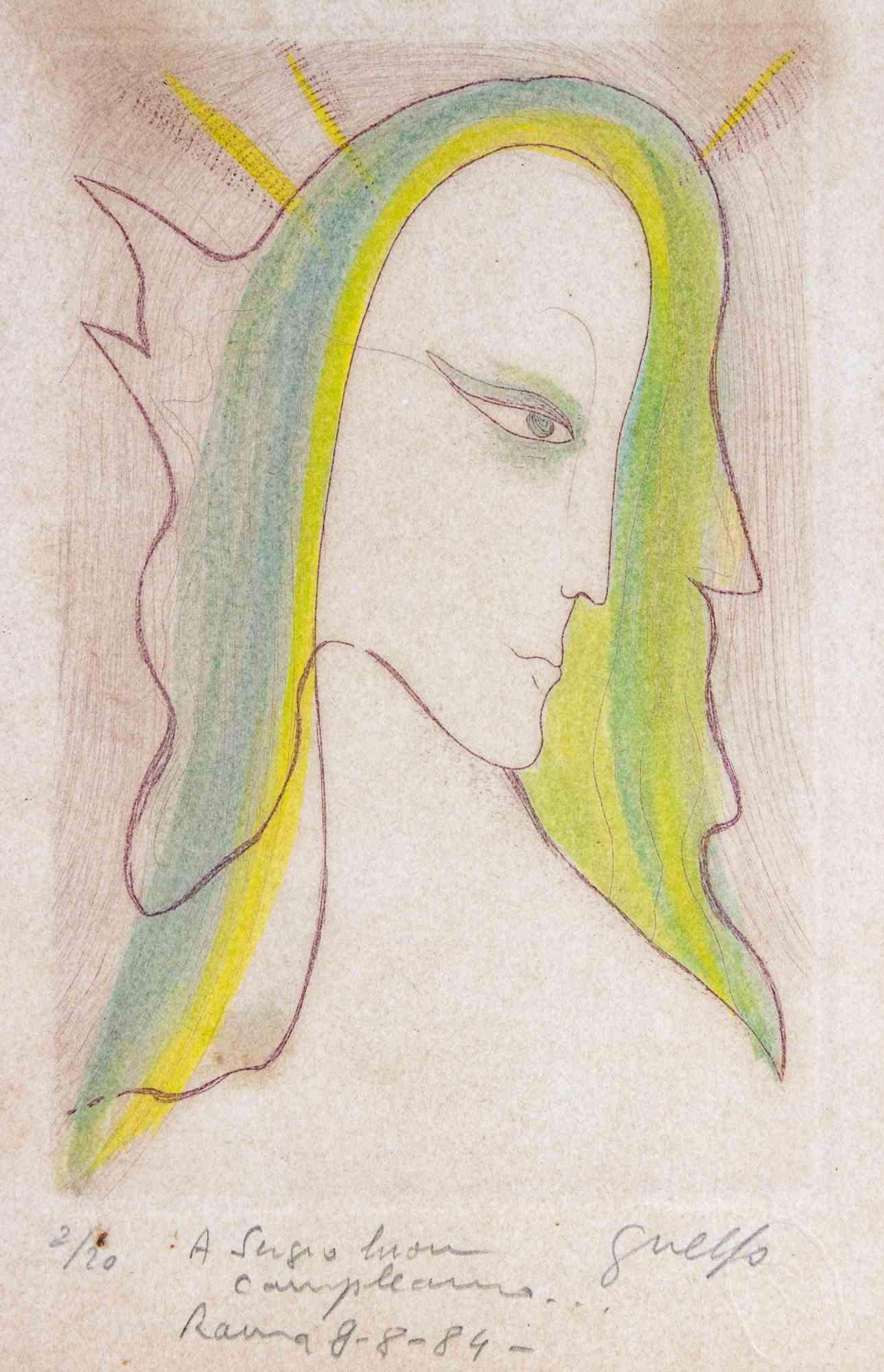 Guelfo Bianchini - The Angel - Original Etching by Guelfo Bianchini ...