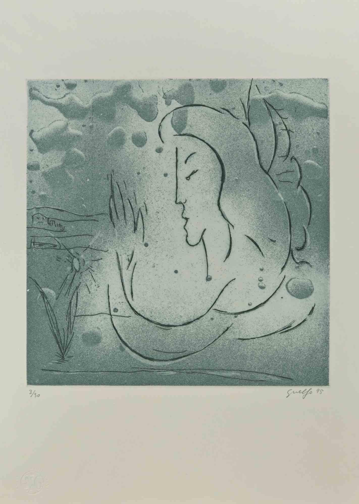 The Muse  is a Contemporary Artwork realized in Italy by Guelfo Bianchini (Ancona, 1937) in 1995 .

Etching on paper. 

Hand-signed and dated in pencil on the lower right corner: Guelfo 95 . Numbered on the lower left corner in pencil: 3/30.