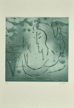 Vintage The Muse - Original Etching on Paper by Guelfo Bianchini - 1995