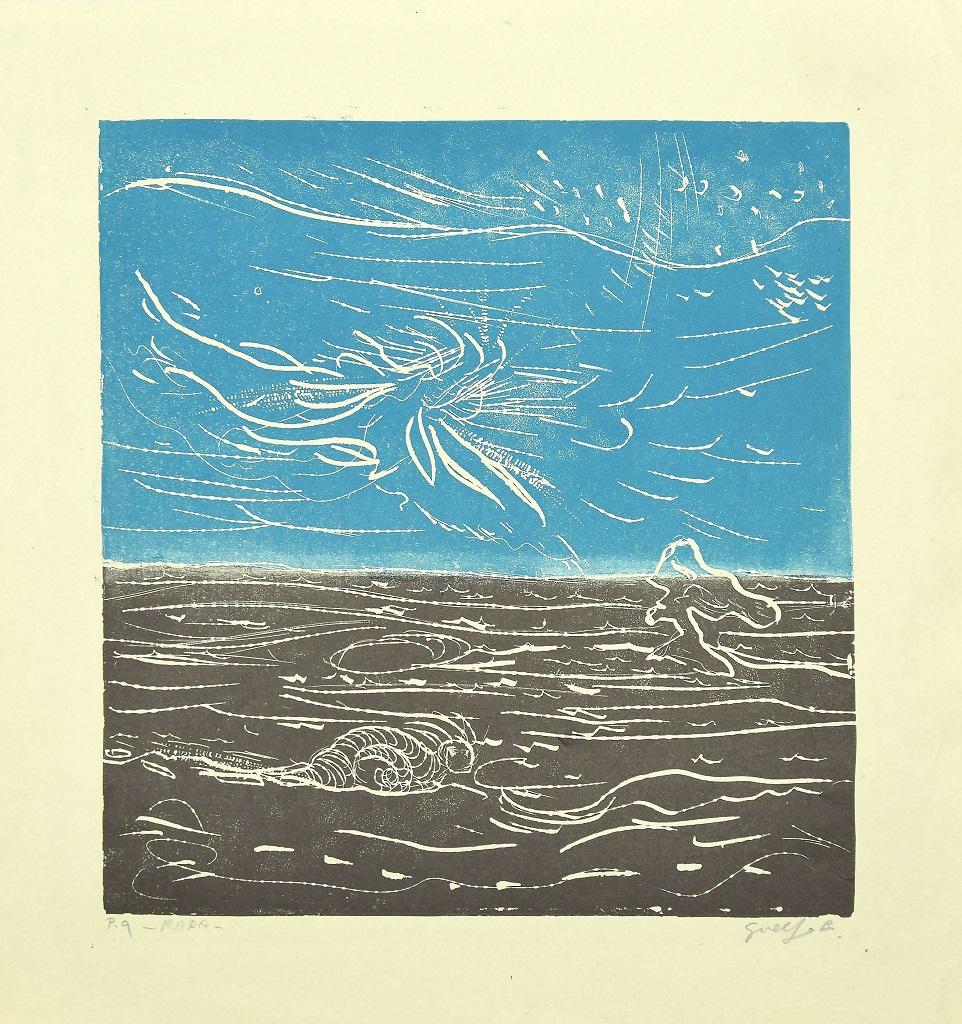 The Sea and the Sky is an original Contemporary Artwork realized in Italy by Guelfo Bianchini (Ancona, 1937) in 1978.

Original colored Etching on paper. Image Dimensions: 25 x 23 cm

Hand-signed and dated in pencil by the artist on the lower right