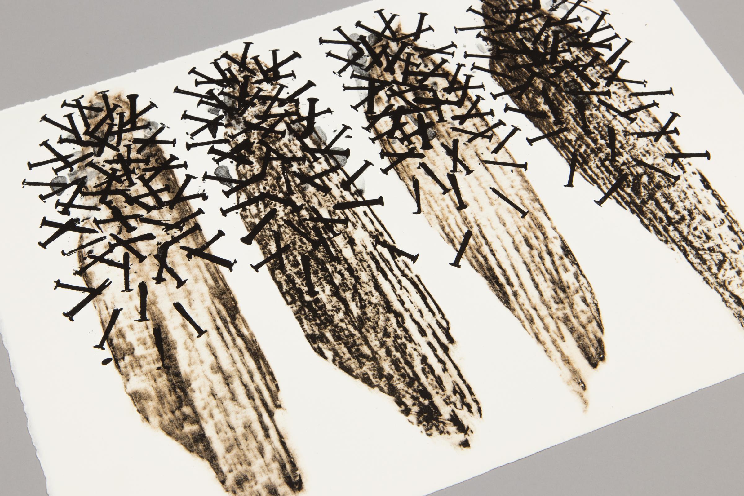 Günther Uecker, Splitter - Impresión firmada, Arte abstracto, Grupo Cero, Minimalismo - Abstract Print Gris de Guenther Uecker
