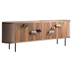Guepardo Oval Walnut and Cherry Sideboard, Four Doors, by Lola Glamour